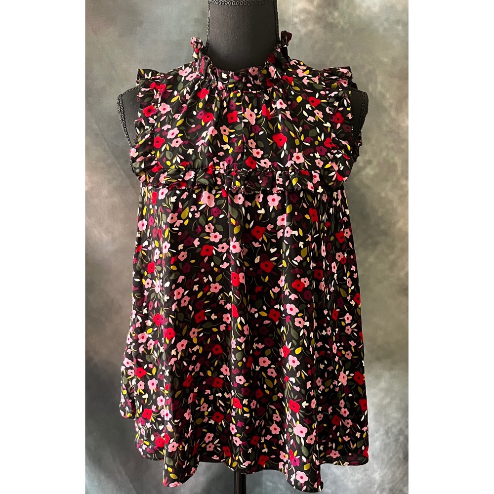 Kate Spade Boho‎ Floral Ruffle Neck Sleeveless Blouse Top Women's Size Small - Picture 2 of 7